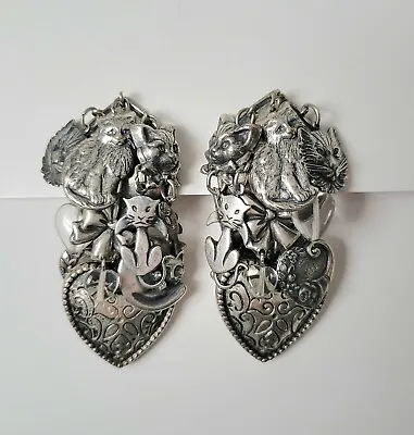 Fabulous Mary Demarco 3D Cats Galore! Signed Clip On Earrings • $42