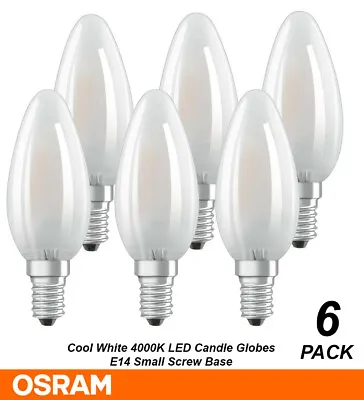 6 X 4W LED Candle Bulbs Lamps E14 Small Screw Cool White 4000K SES Glass - Osram • $26.69