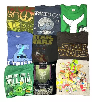 Lot Of 9 T Shirts Vintage Modern Retro Bundle Disney Star Wars Nickelodeon L-XL • $38.88