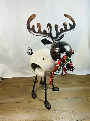 Pier 1 Imports Bobblehead Christmas Moose Reindeer LED Tea Light Candle Holder • $35