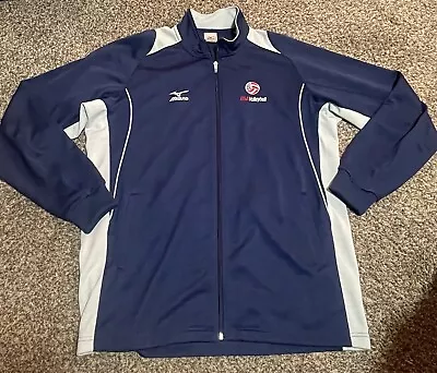 Mizuno USA Volleyball Warm Up Track Jacket Mens Large Red White Blue Embroidered • $27.99