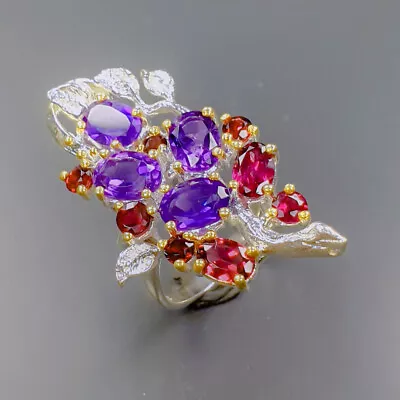 Natural  Not Enhanced Amethyst Ring 925 Sterling Silver Size 6.5 /B-R0993 • $17.99