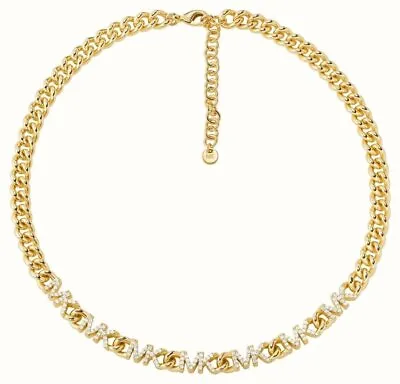 Michael Kors 14K Gold-Plated Brass Collar Necklace Repeating Logo Curb Link M... • £150