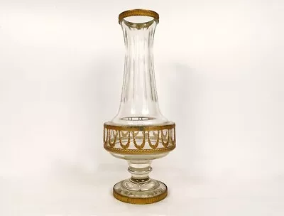 Large Vase Empire Crystal Baccarat Brass Golden Garlands Napoléon III 19th • $958.65