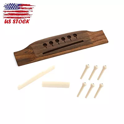 Acoustic Guitar Rosewood Bridge Saddle 6X Pins Nut Pearl Shell Dot For Martin • $12.58
