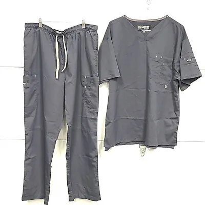 Barco Grey's Anatomy Scrub Set Women's XL Gray Polyester V-Neck Front-Pockets • $37.17