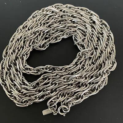 Vintage Monet Long Silver Tone Rope Chain Necklace Length 54  Classic • $15