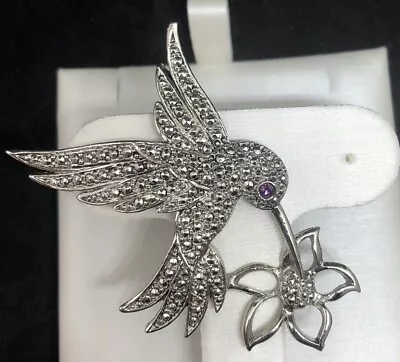 Vintage Avon Hummingbird Brooch Silver Toned • $10