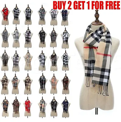 Winter Unisex 100% Cashmere Plaid Scotland Made Solid Striped Scarves Wool Scarf • $6.29