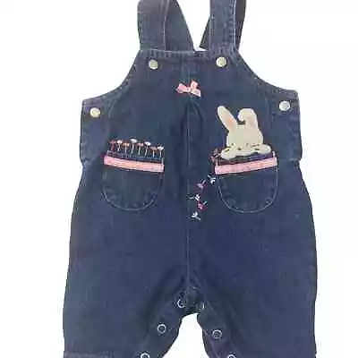 Carter's Baby Jean Jumper Bunny 0-3M Denim Blue With Pink Detail • $12