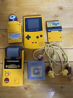 Nintendo Gameboy Pocket Printer Pikachu & Cable & Console & Camera Yellow Set JP • £223.84