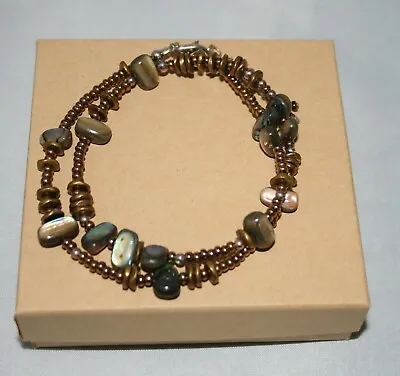 Silpada Sterling Silver Abalone Shell & Brass Bead Necklace N1729 • $28