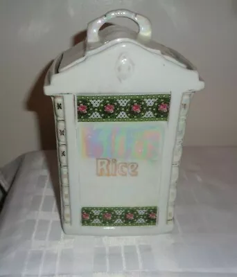 Vintage Mepoco Ware Rice Iridescent Porcelain Floral Canister With Lid Germany • $19.99