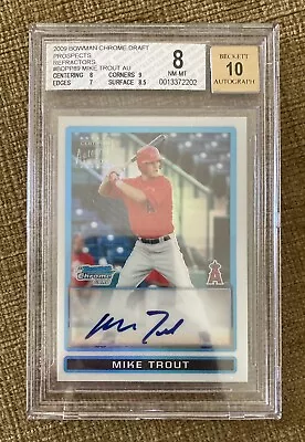 2009 Bowman Chrome Draft Prospects Rookie Refractor Mike Trout Auto BGS 8 /500 • $9999.99