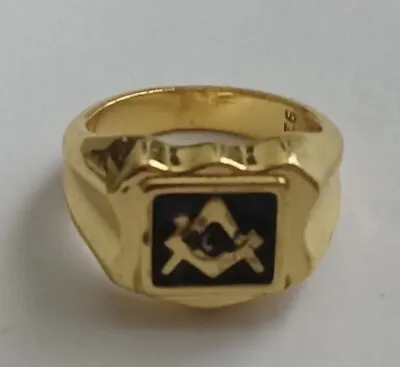 £11.60 • Buy Vintage Gold Over 925 Silver Sz 8 Master Mason Masonic Ring G*Pillar Freemason