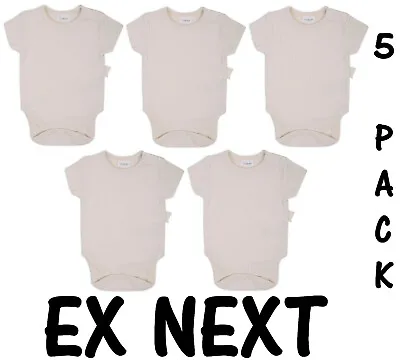 £5.99 • Buy Baby 5 Pack Bodysuits Boys Girls Short Sleeve Cotton Vests Ex Uk Store Brand New