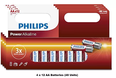Philips 1.5 Volt Alkaline AA Battery 4 X 12-Pieces Pack (48 Batteries) • $19.30