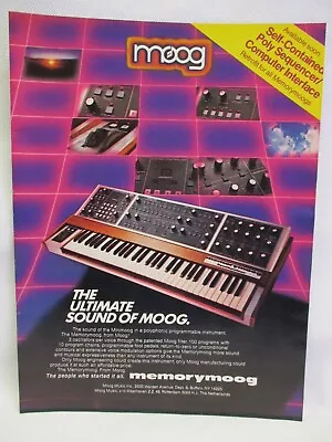 Moog Minimoog Memorymoog Polyphonic 1983 Vintage Print Ad Music Room Man Cave • $14.88