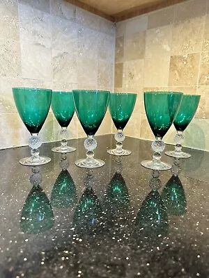 Morgantown Golf Ball Venetian Green (Emerald) Water Glasses 6 Pieces • $150