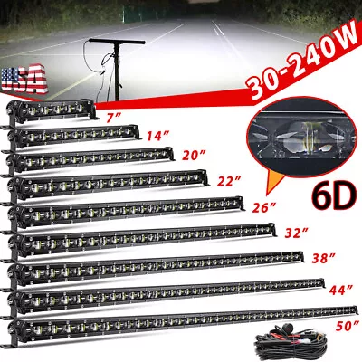 6D Slim Led Light Bar 8  14  20  26  32  38  44  50 In Flood Spot Combo ATV UTV • $25.29