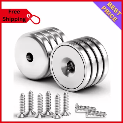 8Pack Neodymium Round Base Cup Magnet 100LBS Strong Rare Earth Magnet Heavy Duty • $12.99