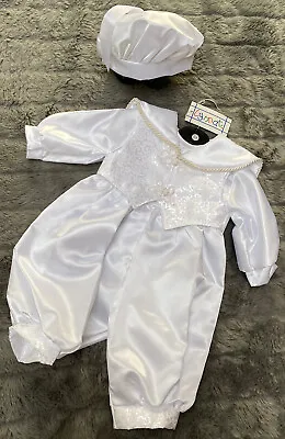 Was £44 LYNNAT Baby Boys 3 Piece WHITE Outfit  With Waistcoat & Hat. New • £14.45