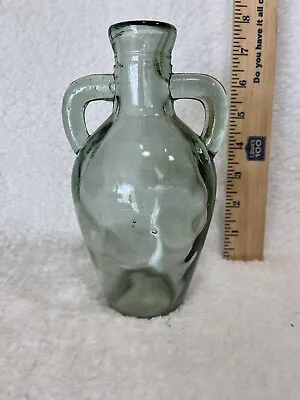 $15 • Buy Vintage Aqua Mold Blown Glass Jug Bottle. Green, Double Handle. 7.25 