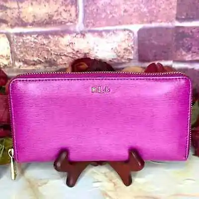 Lauren Ralph Lauren Purple Zippered Continental Logo Wallet • $38