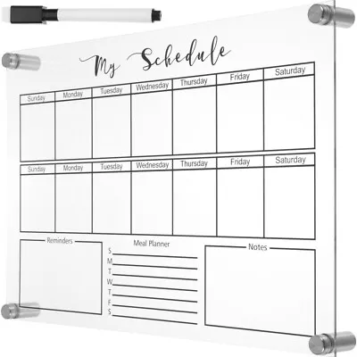  Desktop Whiteboard Acrylic Magnetic Weekly Planner Office Glass • £11.68