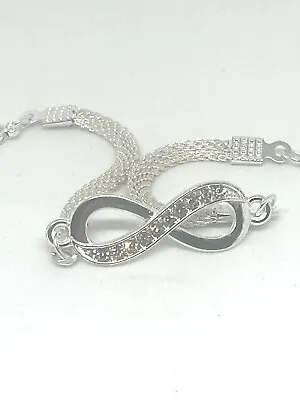 Ladies Womens 925 Sterling Silver Braided Bracelet Solid Bangle Infinity Charm • £4.50