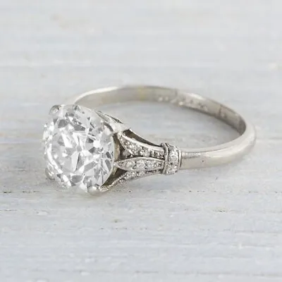 2.50ct.Round Moissanite Solitaire With Micro Pave Set Engagement Ring Size 9 • $235.71