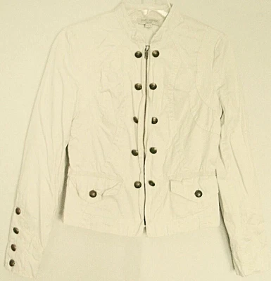 $15.95 • Buy Just Jeans JACKET Lined Crest Buttons Zip Front Collarless Pockets ~ Women Sz 8