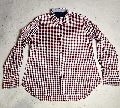 Zara Mens Shirt Sz 18 Red White Blue Check Tailored Fit Button. Long Sleeve NWOT • $22.49