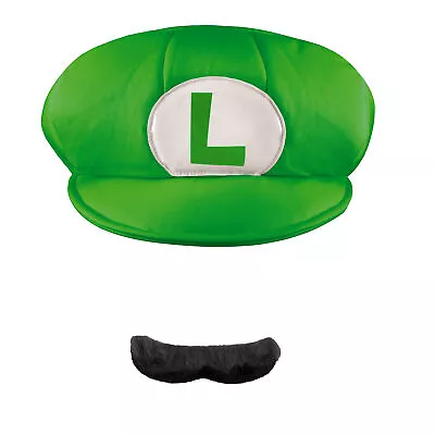 Luigi ADULT Costume Kit NEW Hat Mustache Super Mario Bros • $13.73