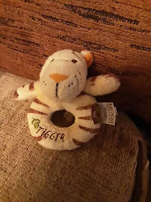 Disney Classic Pooh Hundred Acre Wood Tigger Plush Baby Rattle Ring Toy • £3.99