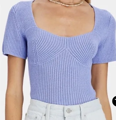 Staud Buxton Knit Short Sleeve Top Purple Small 2 4 • $39.99