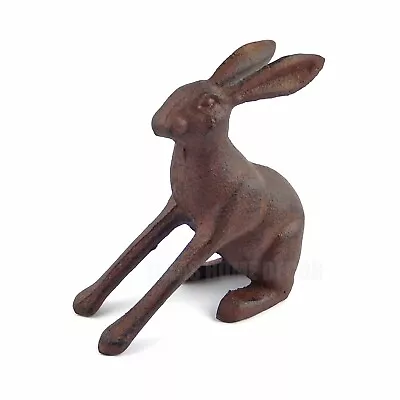 Sitting Bunny Rabbit Cast Iron Figurine Garden Porch Statue Rustic Brown 5.5 In • $29.95