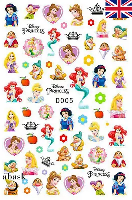 Nail Stickers Disney Princess Transfers Self Adhesive Nail Art Stickers Disney • £2.39