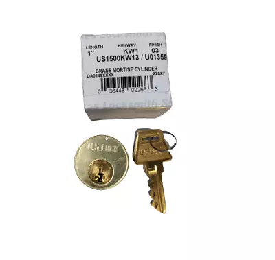 2-PACK US Lock US1500KW13 Brass Mortise Cylinder 1  Length • $19.99