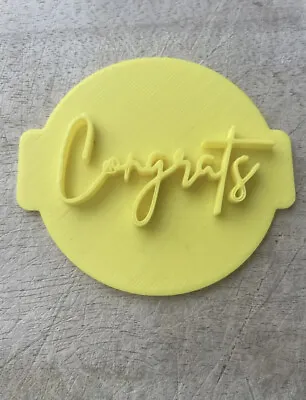 £3.49 • Buy 3D Congrats Wedding  Embosser Stamp For Icing Fondant Clay Cupcake Topper 6cm