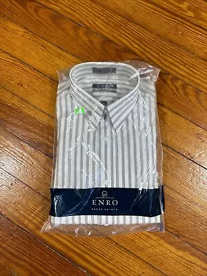 Enro Men’s Dress Shirt-Pima Pin-Point Oxford Sz 16-34 Stripe Button Down NWT • $19.95