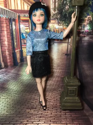 Madame M Juniors-Blue Glitter Separates For Ellowyne Wilde Doll/friends (outfit) • $34.50