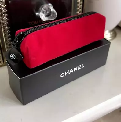 Chanel Toiletry Cosmetic Bag Makeup Lipstick Bag Clutch Red Velvet Coin Pouch • $45