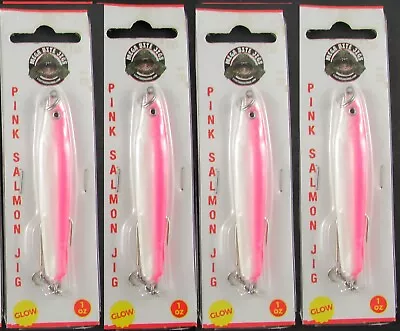 4 Lighthouse Mega Bite - 1 Oz Lead - 3  High Glow - PINK SALMON JIGS • $13.69