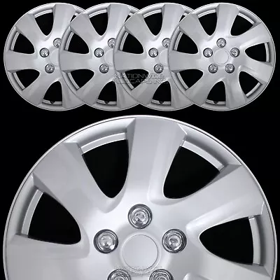 15  Set Of 4 Silver Wheel Covers Snap On Full Hub Caps Fit R15 Tire & Steel Rim • $44.99