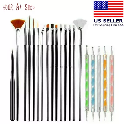 20Pcs Nail Art Design Dotting Painting Drawing Polish Brush Pen Tools UV Gel US • $6.95