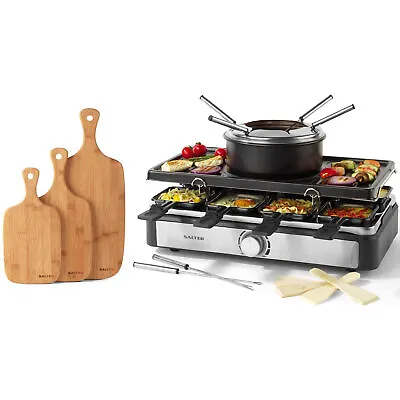 Salter Electric 2 In 1 Raclette Grill & Fondue Set And Bamboo Chopping Boards • £65.99
