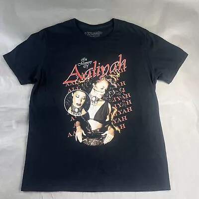 Aaliyah Shirt Medium Black Red Mens Picture Short Sleeve Graphic Tee Used A7 • $11.99