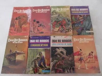 BIG Lot (8) EDGAR RICE BURROUGHS Vintage Books JOHN CARTER OF MARS SERIES #1-5+3 • $49.95