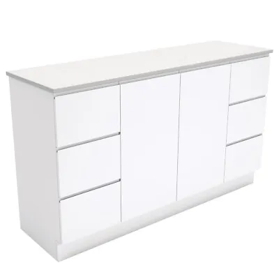 Fienza Bathroom Vanity 1500 Cabinet On Kickboard Cupboard Fingerpull White 150C • $798